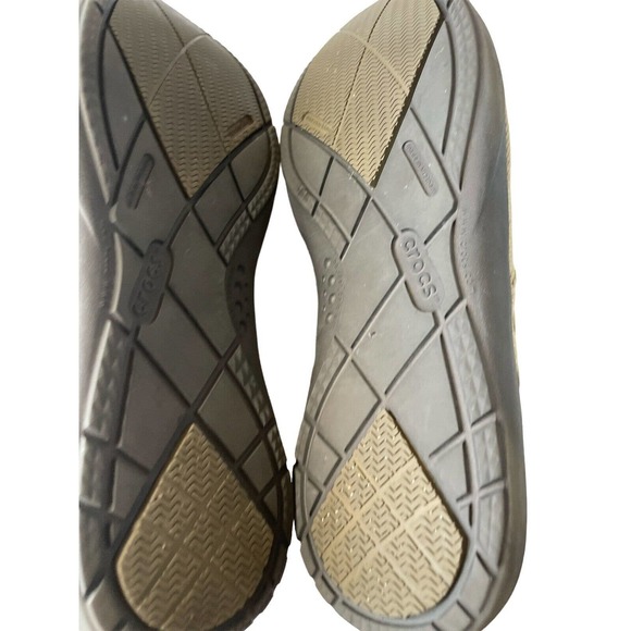 Crocs Walk 11270 Canvas Slip On Mens Boat Shoes Loafers Tan Khaki Size M10 - Picture 7 of 8